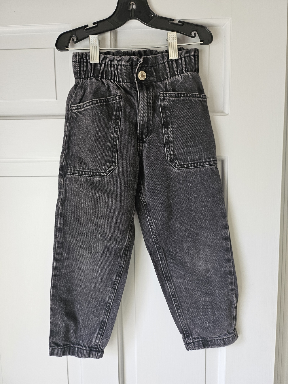 Zara Washed Black Elastic Waist Denim